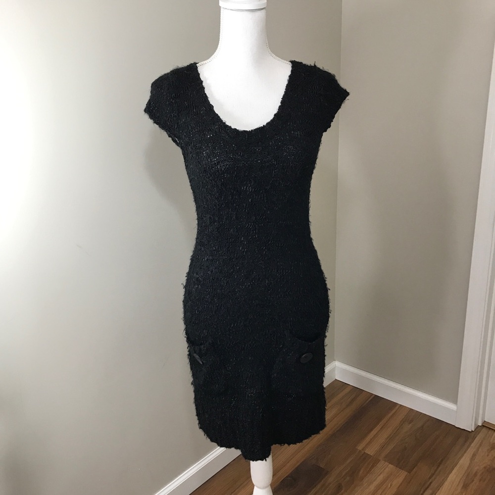 Kroshetta Papillon Vintage Black Sweater Dress L
